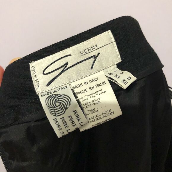 VINTAGE 80s Genny Black Blazer Skirt Suit Set Sz 6 2piece Monochrome Office CEO - Picture 8 of 15
